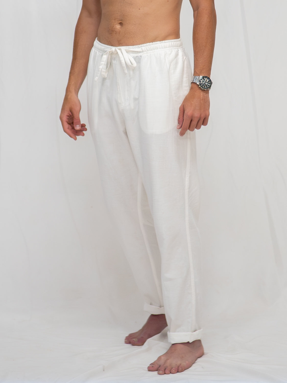 Pantalón de Algodón y Lino White