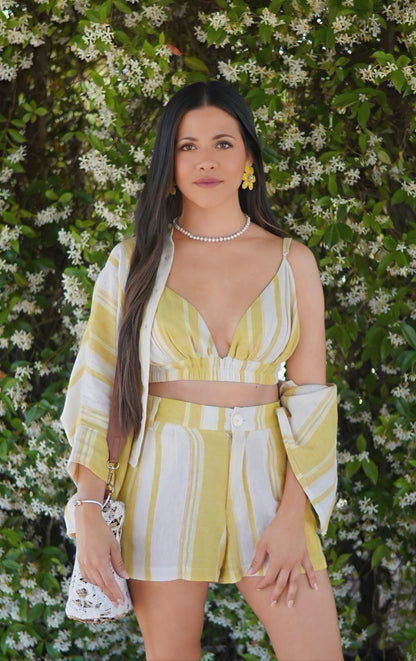 Camisa Palmera Mostaza