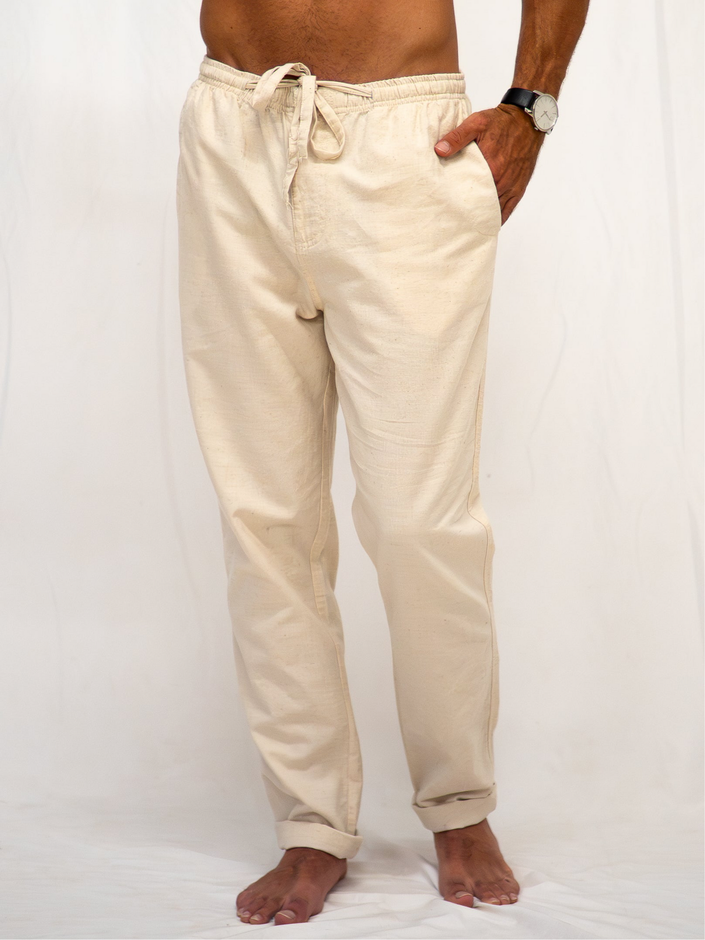 Pantalón de Algodón y Lino Natural