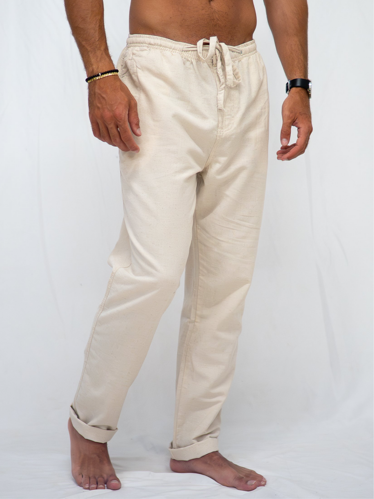 Pantalón de Algodón y Lino Natural
