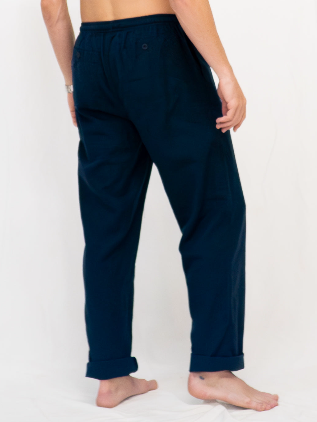 Pantalón de Algodón y Lino Navy