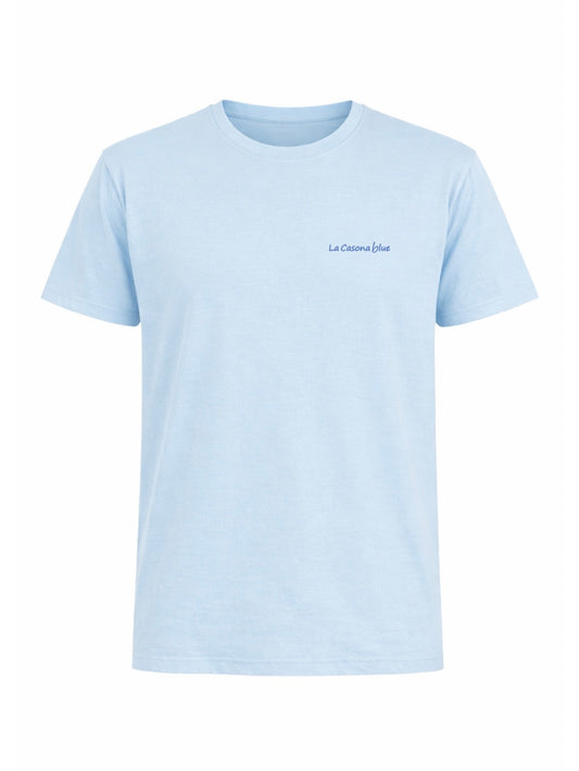 Camiseta básica celeste hombre algodón logo La Casona Blue