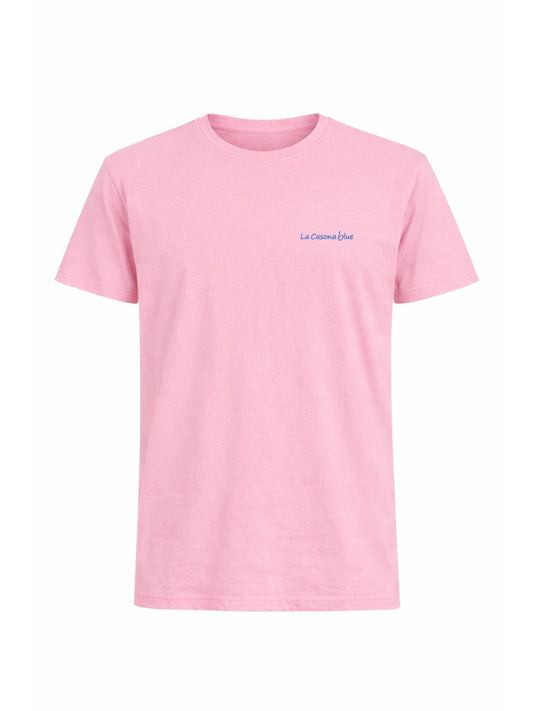 Camiseta básica rosa hombre algodón logo La Casona Blue