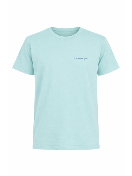 Camiseta básica turquesa hombre algodón logo La Casona Blue